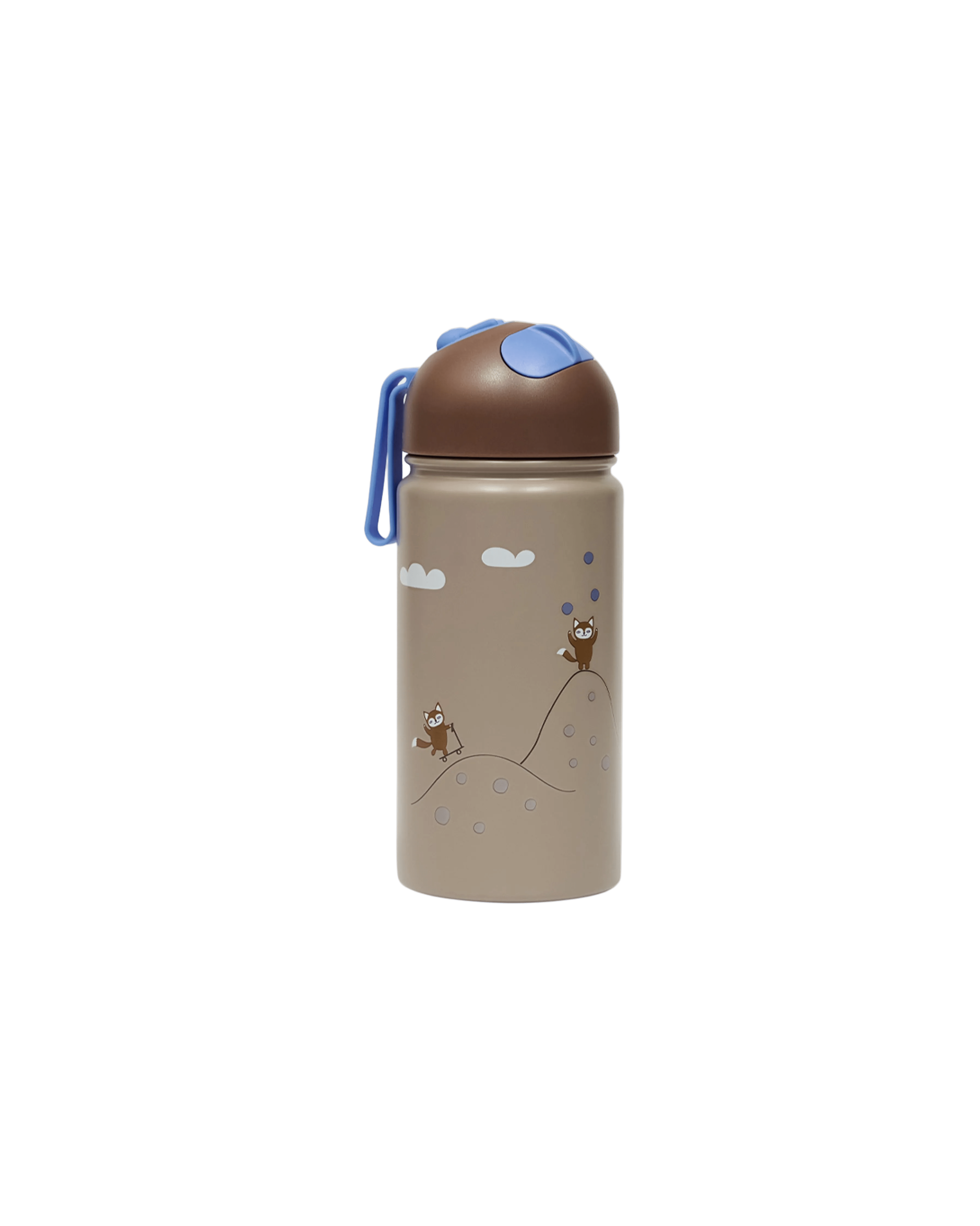 Aluminium Thermo Trinkflasche Cotton Ballon OYOY Trinken Kinder Unterwegs Outdoor Kindergarten Accessoire Design - Thermo Trinkflasche friends in the forest - Cotton Ballon | Family Concept Store - blau -