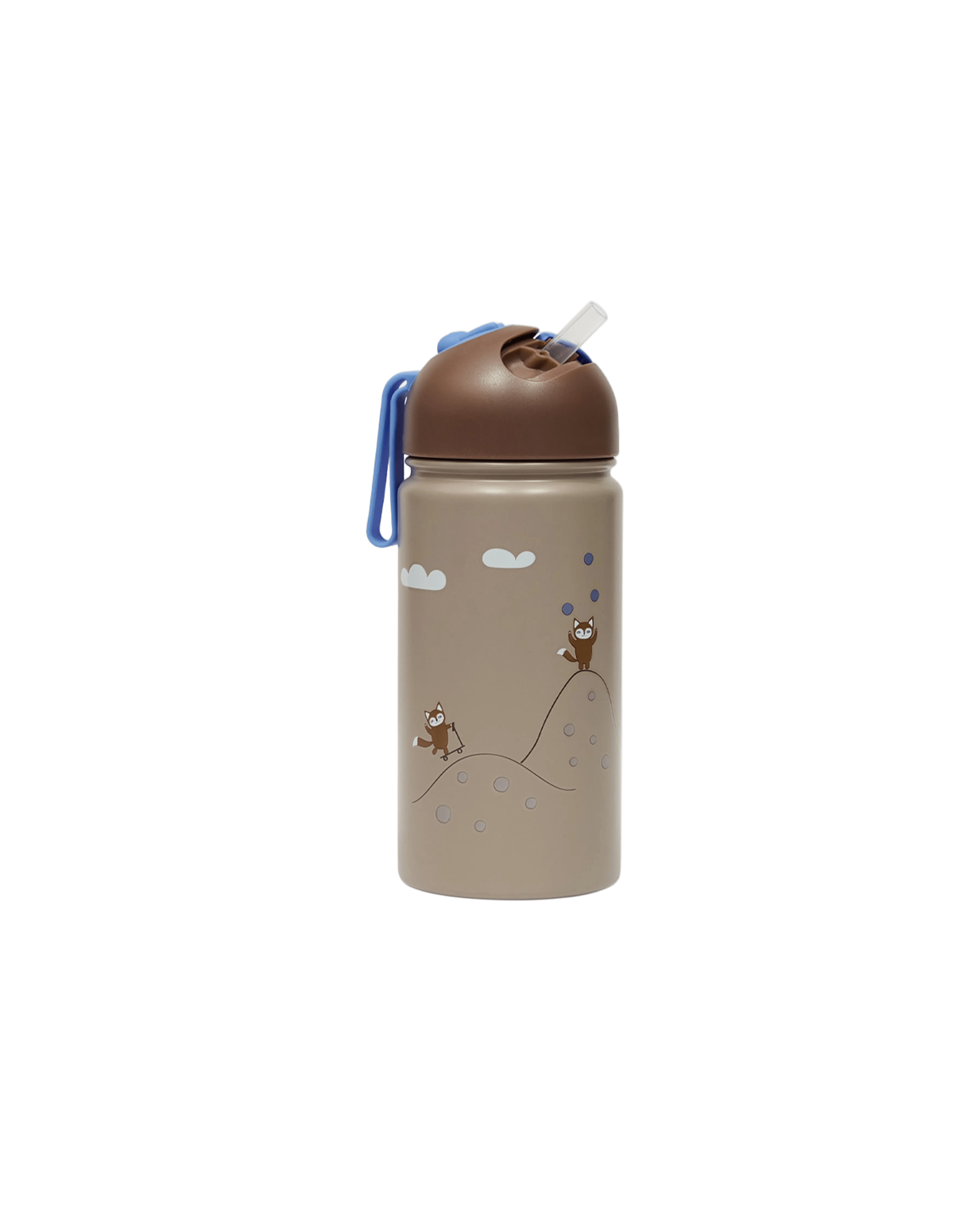 Aluminium Thermo Trinkflasche Cotton Ballon OYOY Trinken Kinder Unterwegs Outdoor Kindergarten Accessoire Design - Thermo Trinkflasche friends in the forest - Cotton Ballon | Family Concept Store - blau -