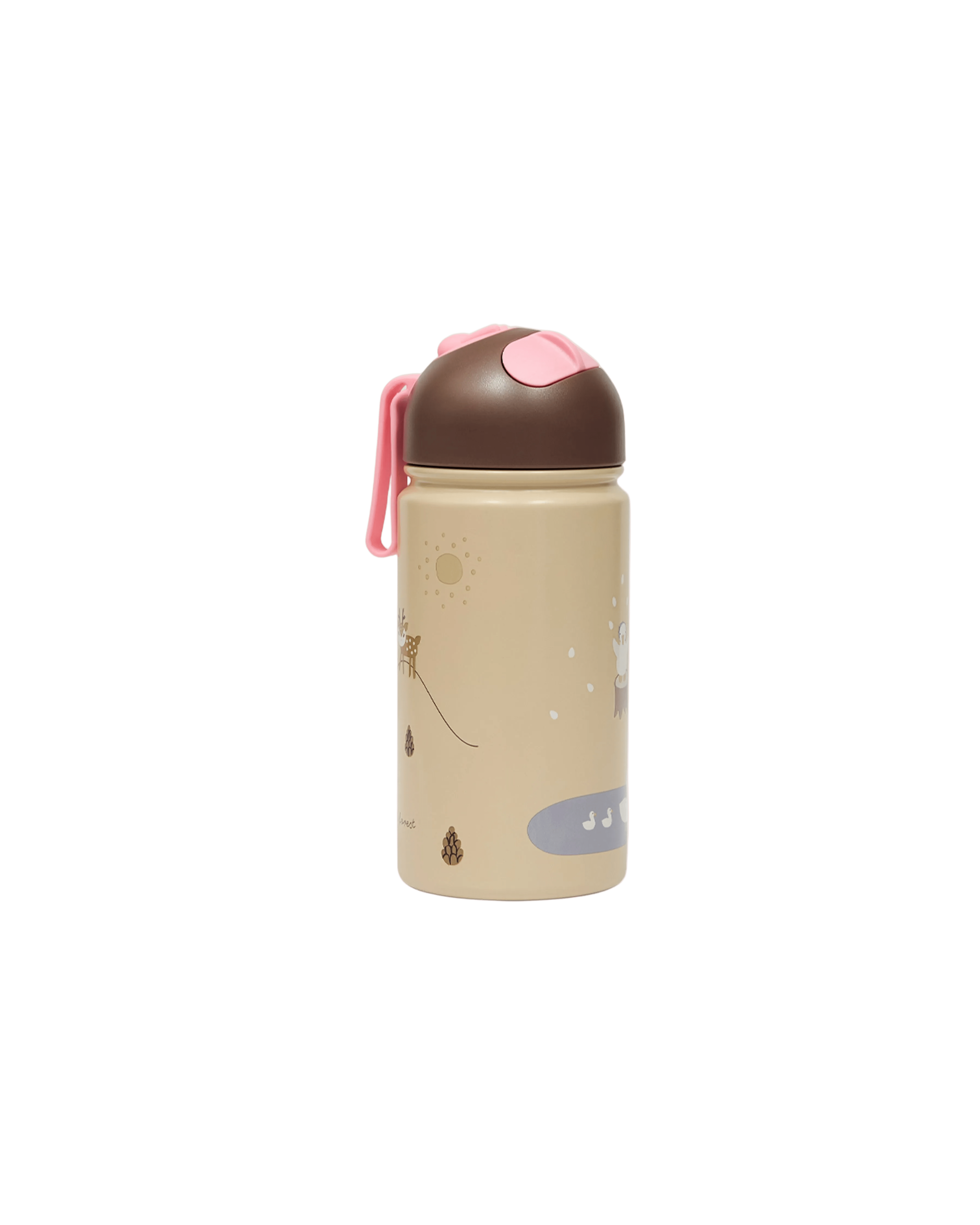 Aluminium Thermo Trinkflasche Cotton Ballon OYOY Trinken Kinder Unterwegs Outdoor Kindergarten Accessoire Design - Thermo Trinkflasche friends in the forest - Cotton Ballon | Family Concept Store - rosa -