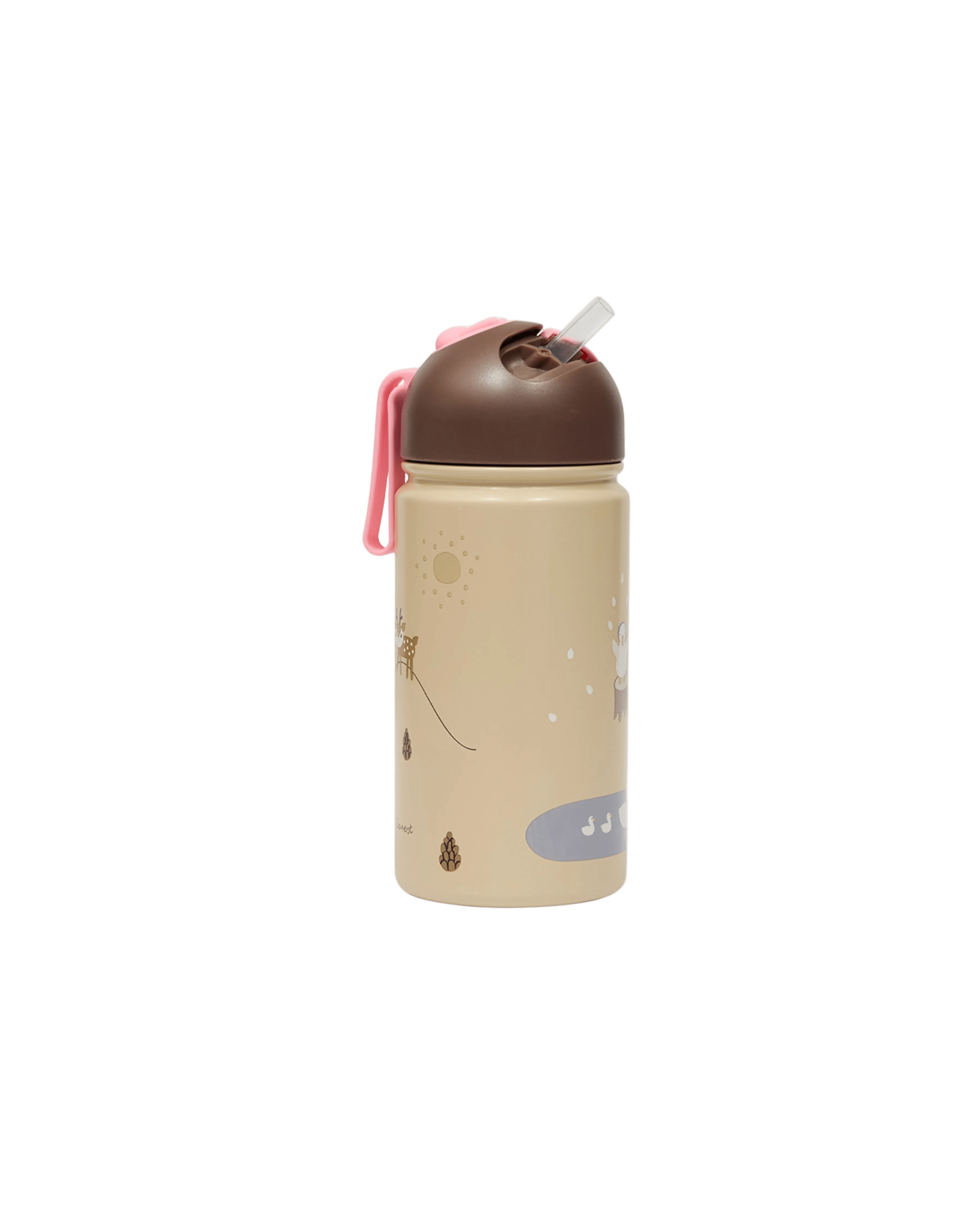 Aluminium Thermo Trinkflasche Cotton Ballon OYOY Trinken Kinder Unterwegs Outdoor Kindergarten Accessoire Design - Thermo Trinkflasche friends in the forest - Cotton Ballon | Family Concept Store - rosa -