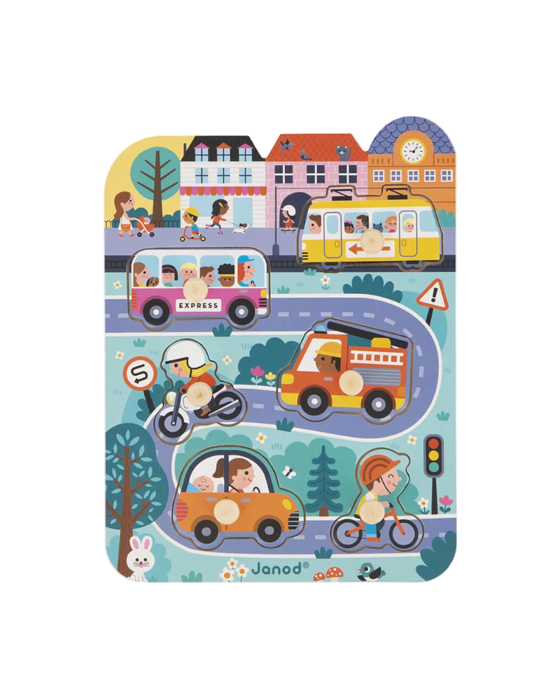 Holzsteckpuzzle in der Stadt Janod Holz Puzzle Kleinkinder Cotton Ballon Geschenk Kinder - Puzzle In der Stadt - Cotton Ballon | Family Concept Store -