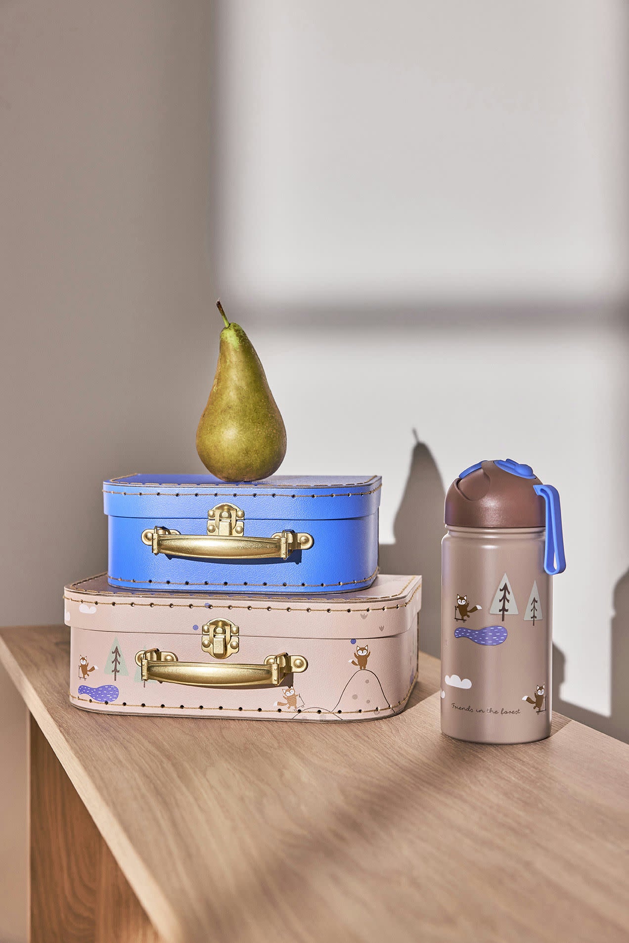 Kofferset Koffer blau beige OYOY friends in the forest cotton ballon balloon