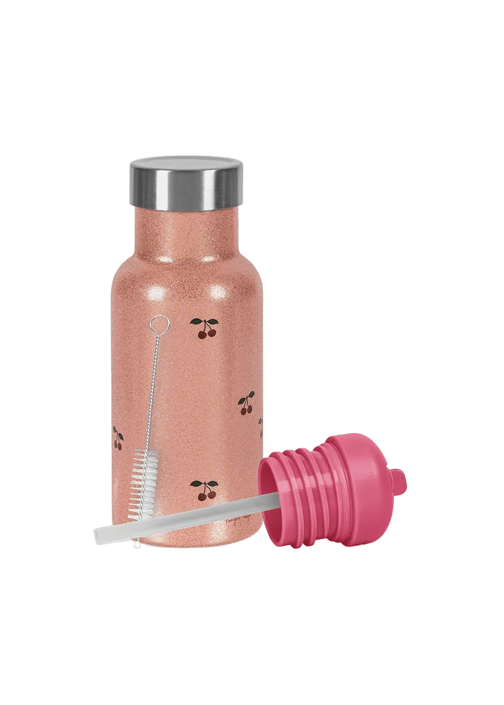 Konges Sløjd Glitzer-Thermoflasche Cotton Ballon Trinkflasche Set - Glitzer Thermo Trinkflasche Kirsche - Cotton Ballon | Family Concept Store -