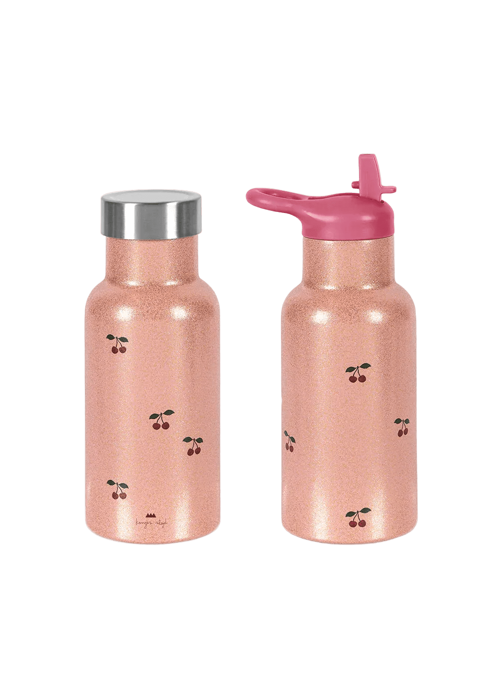 Konges Sløjd Glitzer-Thermoflasche Cotton Ballon Trinkflasche Set - Glitzer Thermo Trinkflasche Kirsche - Cotton Ballon | Family Concept Store -