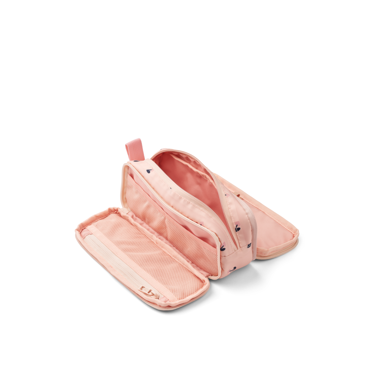 LIEWOOD Cindy Federmäppchen Cherry Heart / Rosey – geöffnet, 3 Reißverschlussfächer