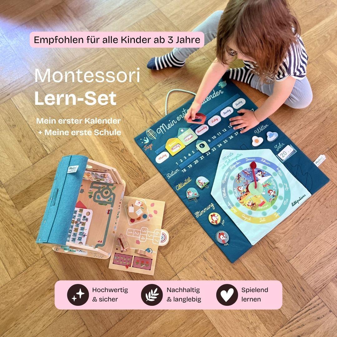 Lern-Set Cotton Ballon Montessori inspirierte Schule Kalender Lilliputiens für Kinder Geschenk Geburtstagsgeschenk - Lern-Set: Montessori-inspirierte Schule + Kalender - Cotton Ballon | Family Concept Store -