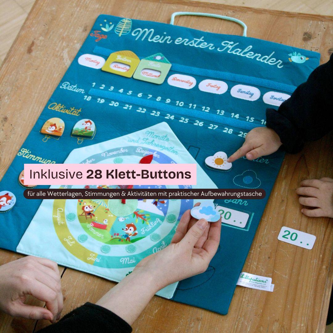 Montessori inspiriertes Lern-Set: Schule + Kalender Lilliputiens Premium Lernspielzeug Kinder Geschenk Geburtstagsgeschenk