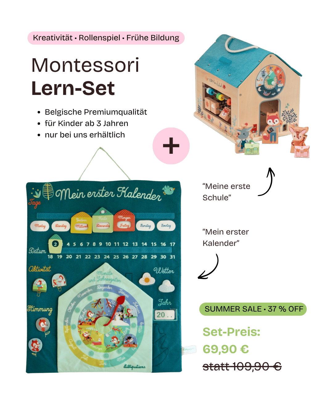 Lern-Set: Montessori-inspirierte Schule + Kalender