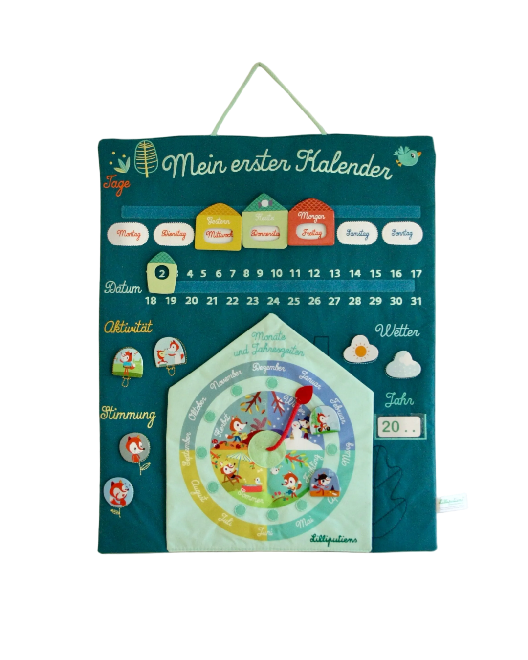 Lilliputiens Mein erster Kalender Routine Stoff Montessori Holzspiel Cotton Ballon Geschenk Jahr Kinder Baby Uhr Lernen - Lilliputiens Lern - Set - Cotton Ballon | Family Concept Store -