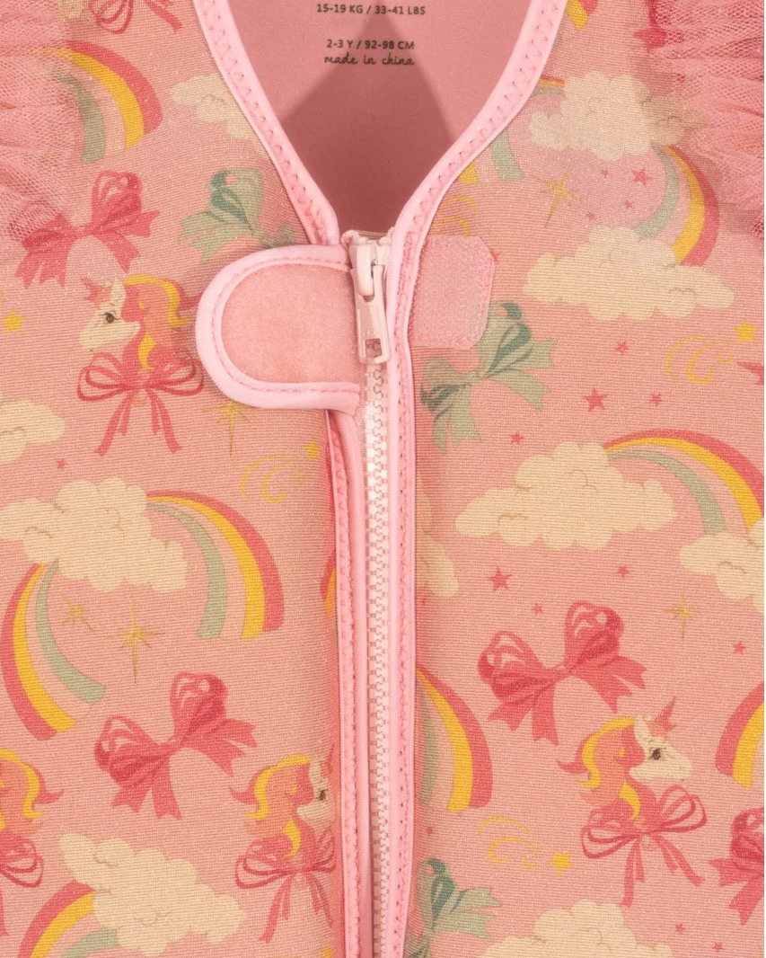 Schwimmweste Amelia Cotton Ballon Konges Sløjd Einhorn Schleife Regenbogen Rosa Mädchen Girl Schwimmen Lernen Sicher Baden Urlaub