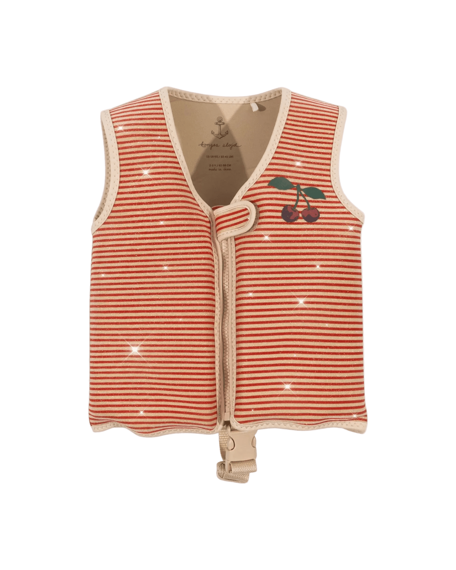 Schwimmweste Glitter Stripe Streifen Glitzer Kirsche Cotton Ballon Konges Sløjd Rot Mädchen Girl Schwimmen Lernen Sicher Baden Urlaub - Schwimmweste Glitter Stripe - Cotton Ballon | Family Concept Store - 1 – 2 Jahre -