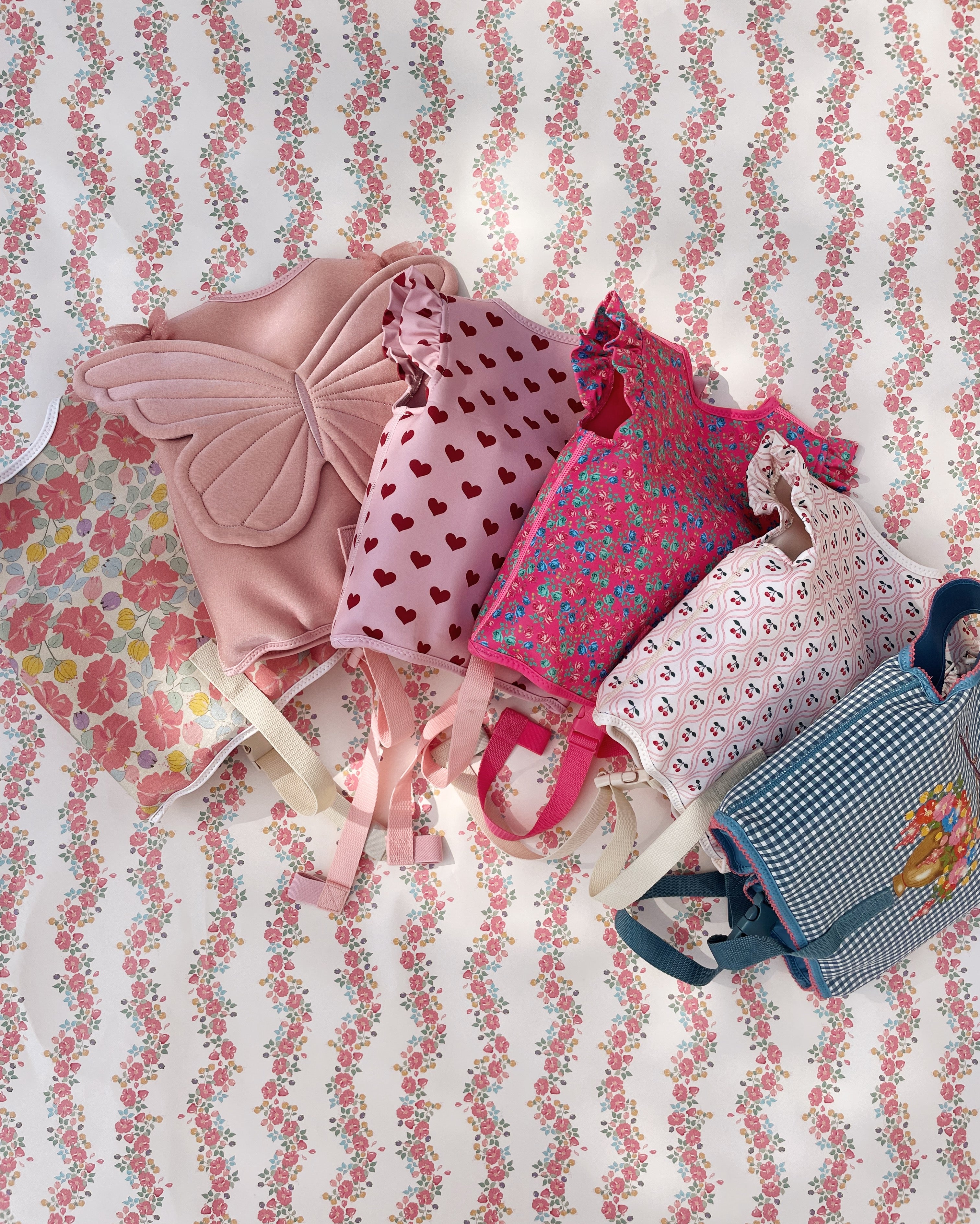 Schwimmweste Soline Cotton Ballon Konges Sløjd Sicher Schwimmen Lernen Urlaub Baden Design Karo Schleife Mädchen