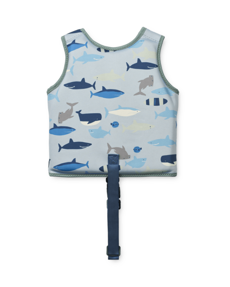 Schwimmweste dove neopren cotton ballon liewood hilfe schwimmen urlaub pool meer ferien start - Schwimmweste Dove - Cotton Ballon | Family Concept Store - shark / dove blue - 11 - 15 kg -