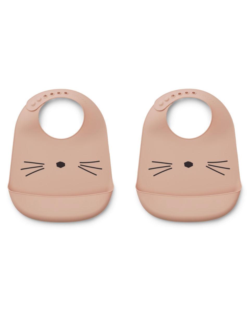 Silikon Lätzchen Tilda Cotton Ballon LIEWOOD Essen Baby Beikost Kinder Design Rosa Katze - Lätzchen Tilda Silikon 2er Set - Cotton Ballon | Family Concept Store - Rosa -