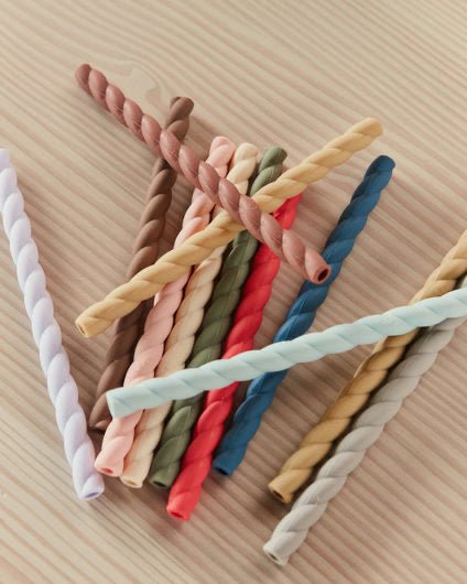 Silikon Trinkhalme Cotton Ballon OYOY Trinken Essen Geschirr Kinder Design Strohhalm - Trinkhalme Silikon 6er Set - Cotton Ballon | Family Concept Store - Cherry Red / Vanilla -