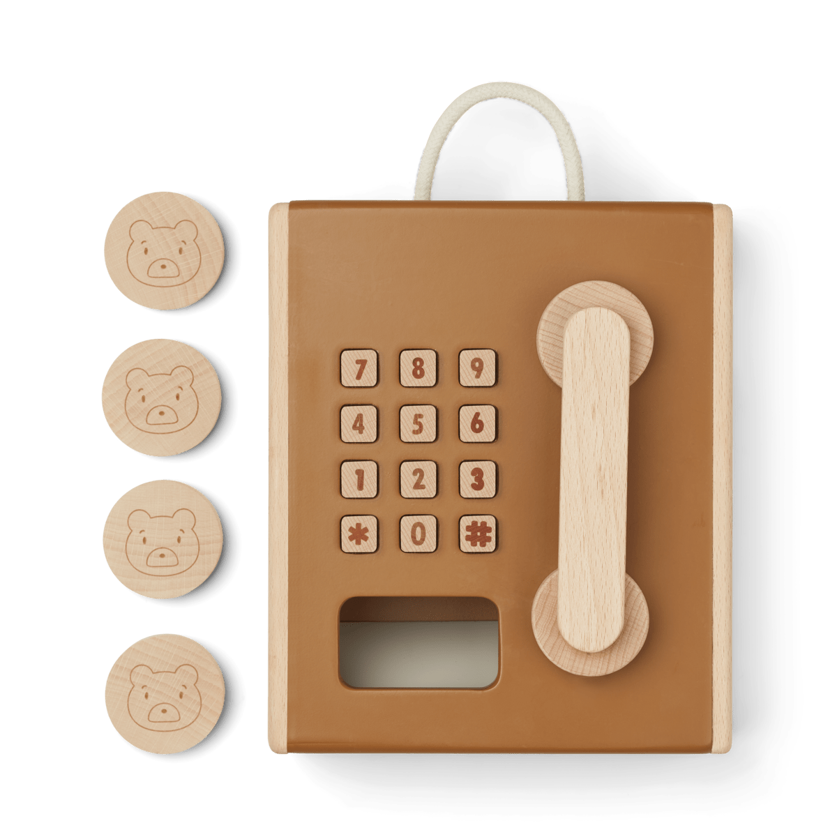 Spiel - Münztelefon Rufus Cotton Ballon LIEWOOD Telefon Handy Holz Spielzeug Rollenspiel Design - Münztelefon Rufus - Cotton Ballon | Family Concept Store - Braun -