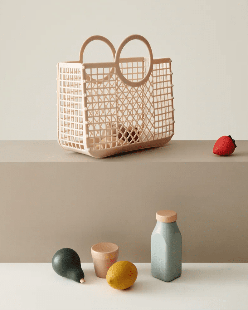 Spiellebensmittel Set Florin LIEWOOD Holz Korb Cotton Ballon Kinder Kaufladen Zubehör Silikon - Spielzeug Lebensmittel mit Einkaufskorb Florin - Cotton Ballon | Family Concept Store -