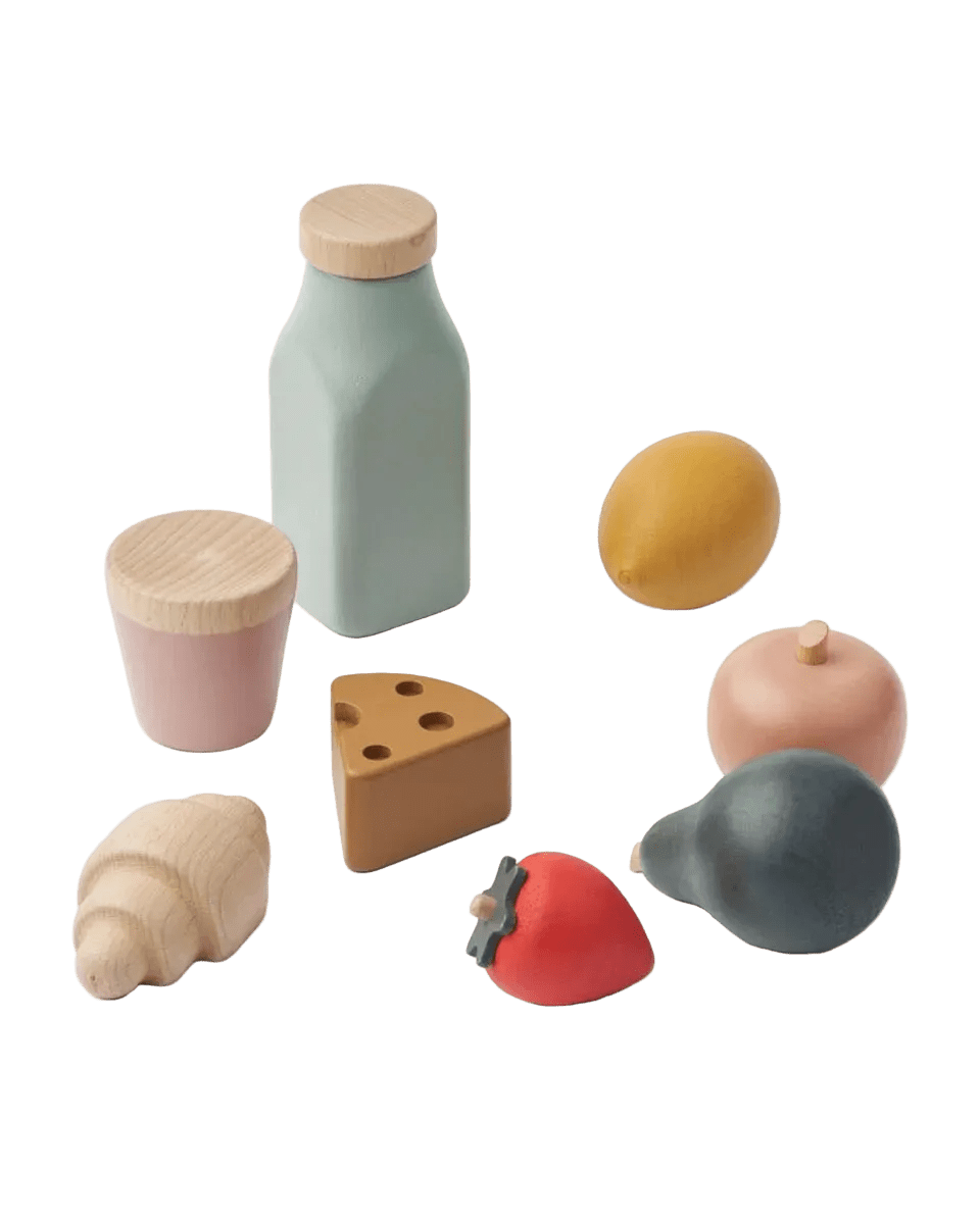 Spiellebensmittel Set Florin LIEWOOD Holz Korb Cotton Ballon Kinder Kaufladen Zubehör Silikon - Spielzeug Lebensmittel mit Einkaufskorb Florin - Cotton Ballon | Family Concept Store -