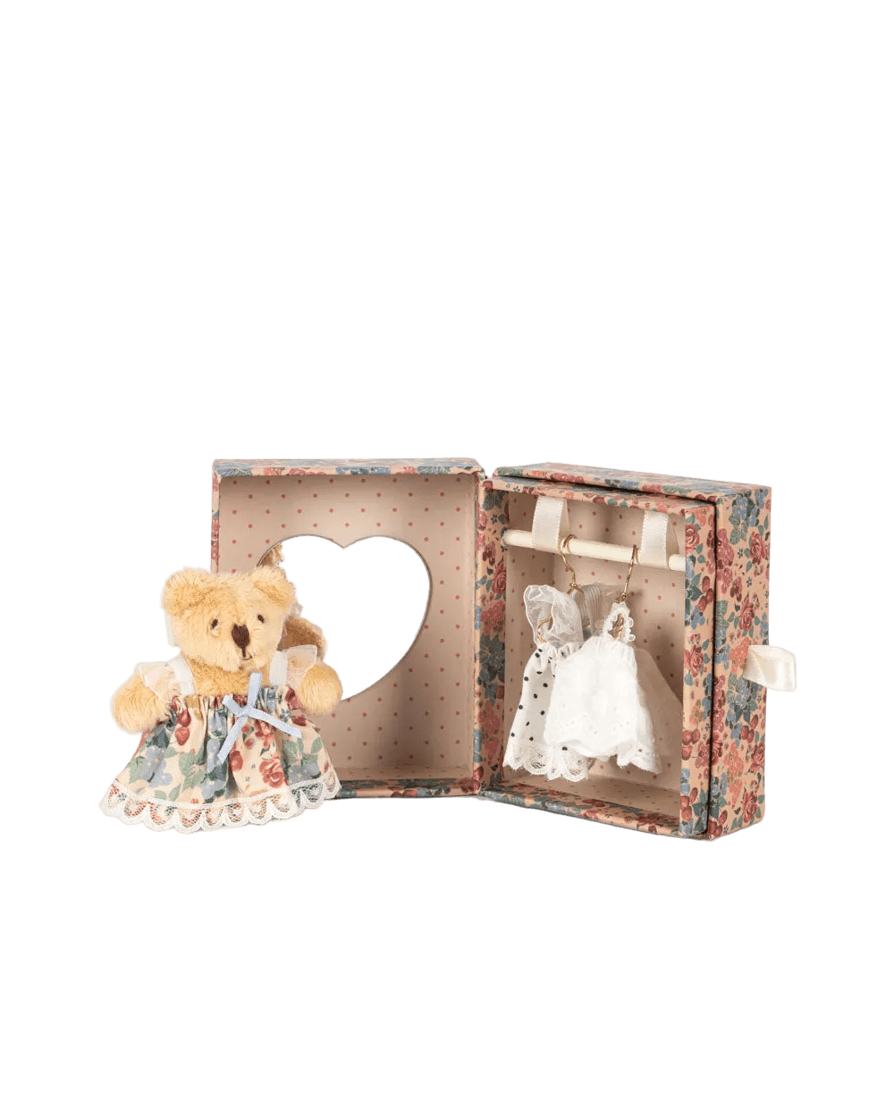 Teddy Kleiderschrank Box Kleider Miniatur Herzen Geschenk konges slojd cotton ballon - Teddy mit Kleidung & Garderobe - Cotton Ballon | Family Concept Store -
