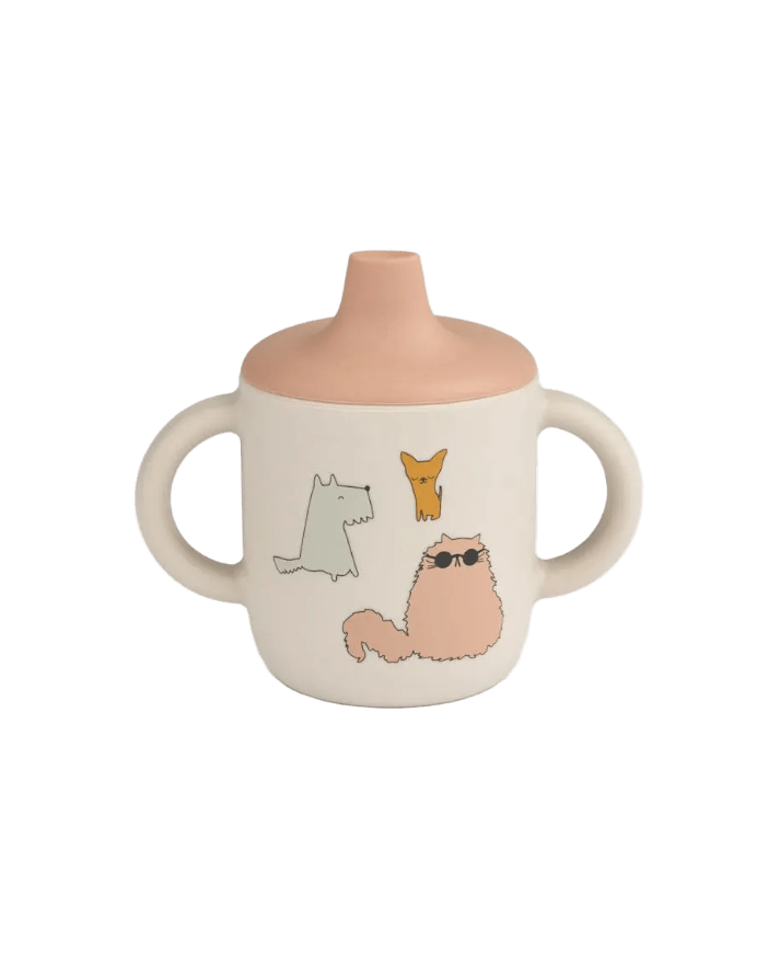Trinkbecher Neil Silikon liewood cotton ballon essen trinken lernen kleinkinder baby beikost geschenk ostern - Trinkbecher Neil cats and dogs sandy - Cotton Ballon | Family Concept Store -