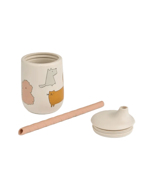 Trinkbecher Neil Silikon liewood cotton ballon essen trinken lernen kleinkinder baby beikost geschenk ostern - Trinkbecher Neil cats and dogs sandy - Cotton Ballon | Family Concept Store -