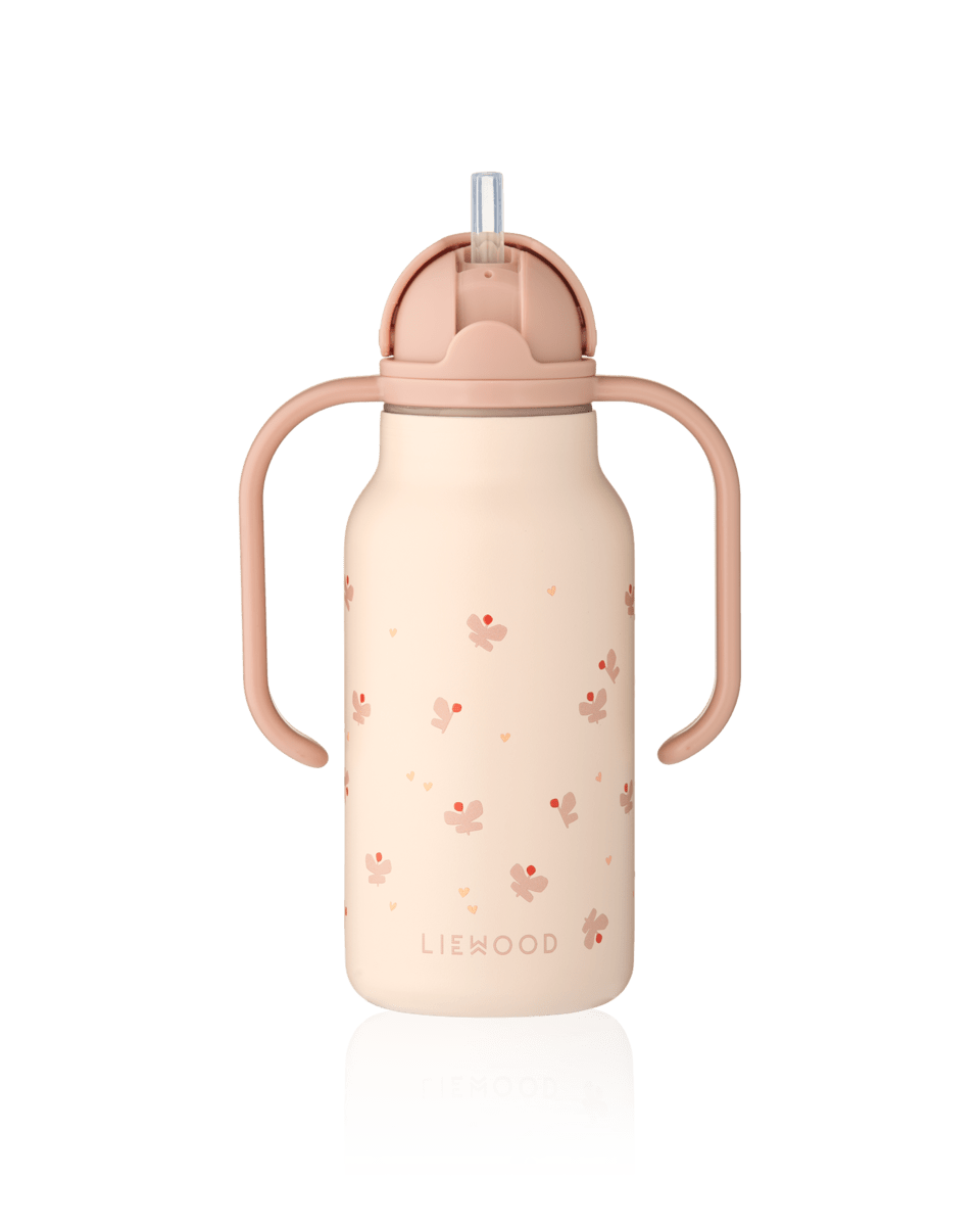 Trinkflasche Kimmie Liewood cotton ballon thermo flasche unterwegs silikon edelstahl kleinkind kindergarten schule krippe geschenk - Trinkflasche Kimmie 250ml - Cotton Ballon | Family Concept Store - butterfly / apple -