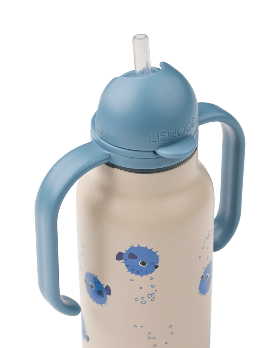 Trinkflasche Kimmie Liewood cotton ballon thermo flasche unterwegs silikon edelstahl kleinkind kindergarten schule krippe geschenk - Trinkflasche Kimmie 250ml - Cotton Ballon | Family Concept Store - pufferfish -