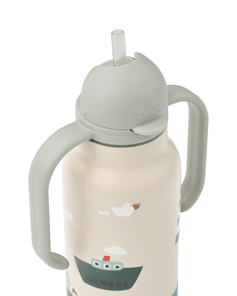 Trinkflasche Kimmie Liewood cotton ballon thermo flasche unterwegs silikon edelstahl kleinkind kindergarten schule krippe geschenk - Trinkflasche Kimmie 250ml - Cotton Ballon | Family Concept Store - sailing / sandy -