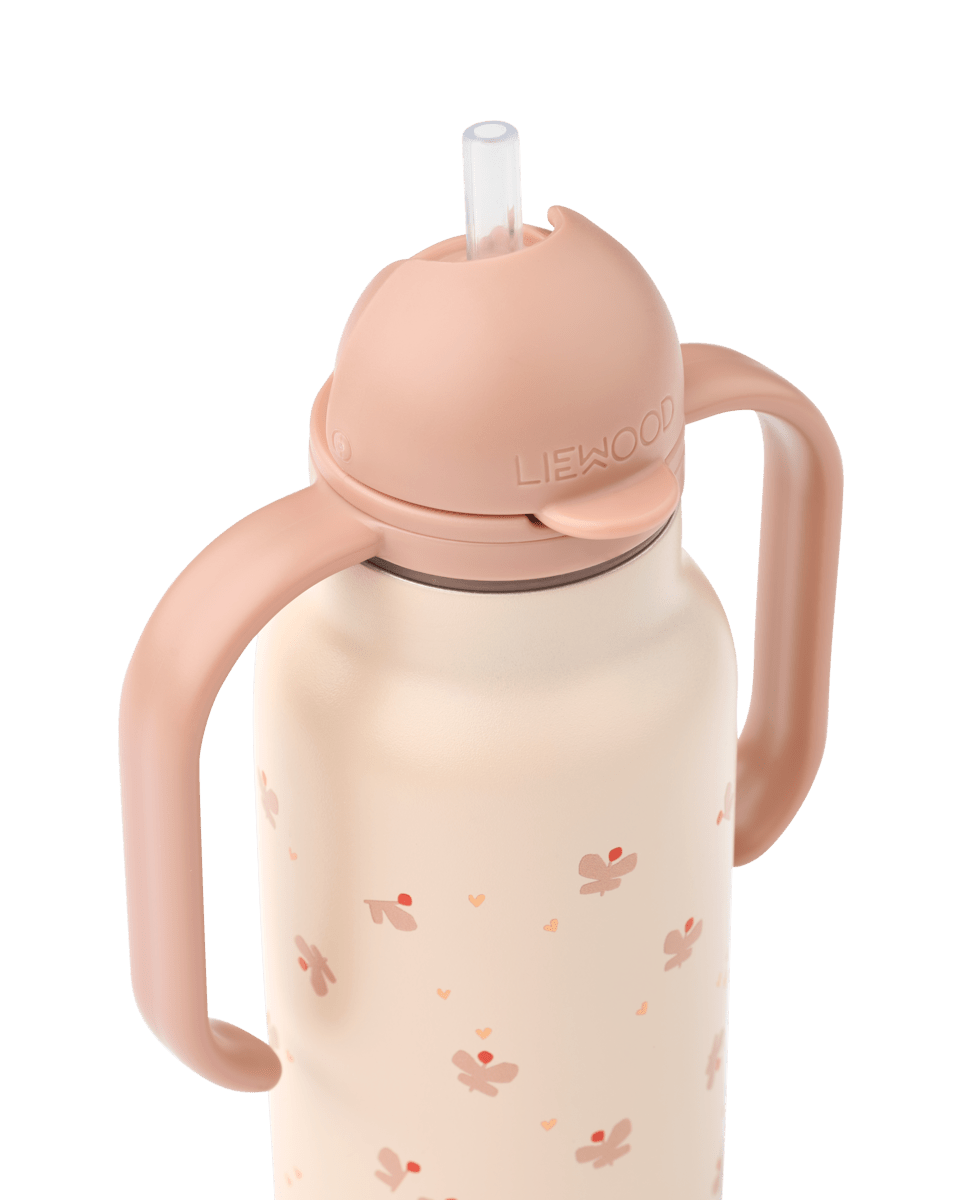 Trinkflasche Kimmie Liewood cotton ballon thermo flasche unterwegs silikon edelstahl kleinkind kindergarten schule krippe geschenk - Trinkflasche Kimmie 250ml - Cotton Ballon | Family Concept Store - butterfly / apple -