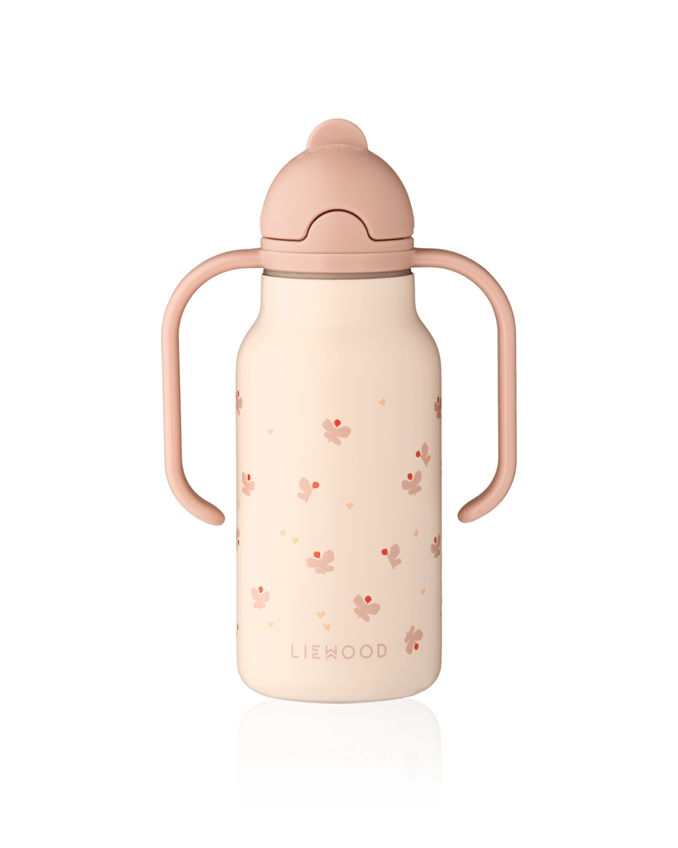 Trinkflasche Kimmie Liewood cotton ballon thermo flasche unterwegs silikon edelstahl kleinkind kindergarten schule krippe geschenk - Trinkflasche Kimmie 250ml - Cotton Ballon | Family Concept Store - butterfly / apple -