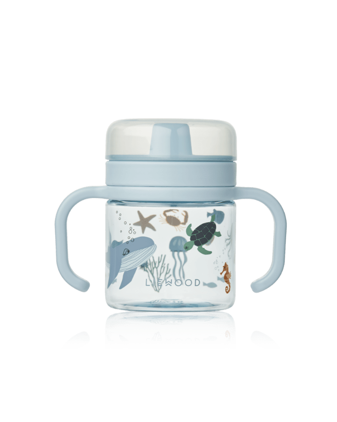 Tritan Trinkbecher Liewood cotton ballon trinken essen lernen becher flasche schnabeltasse schnabelbecher beikost kleinkinder - Trinkbecher Kylo 280 ml - Cotton Ballon | Family Concept Store - sea creature -