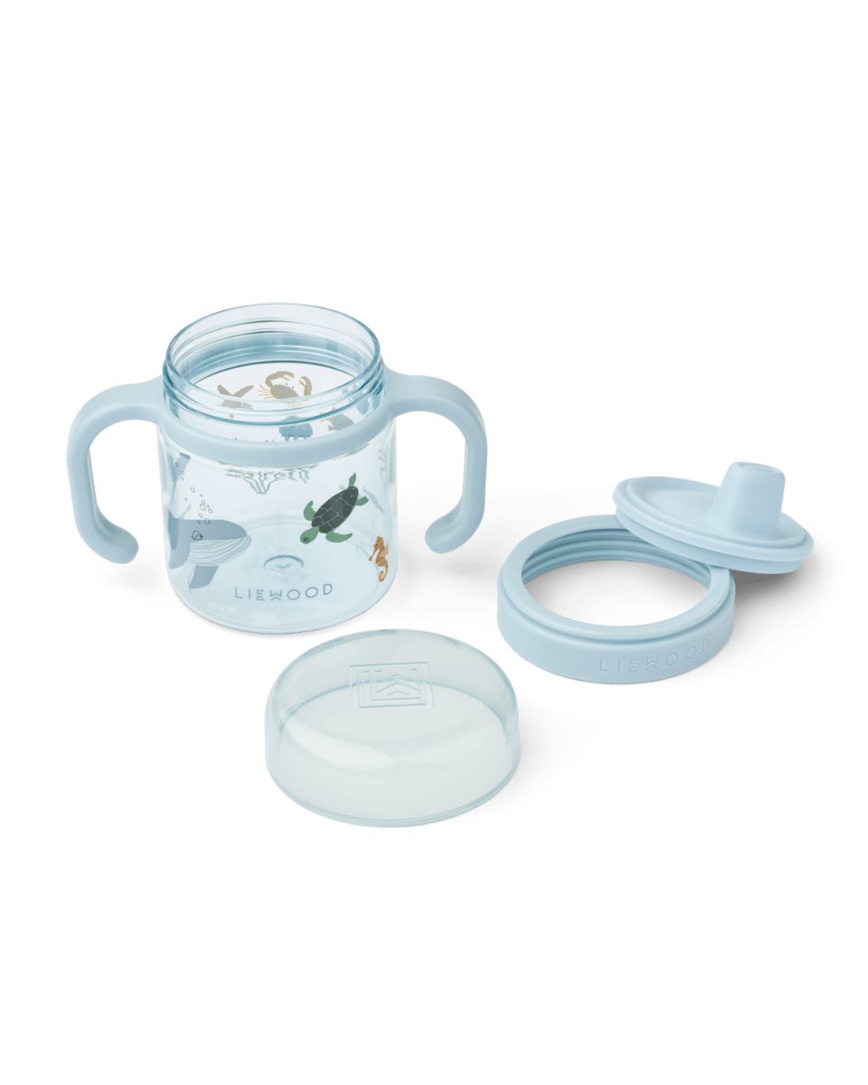 Tritan Trinkbecher Liewood cotton ballon trinken essen lernen becher flasche schnabeltasse schnabelbecher beikost kleinkinder - Trinkbecher Kylo 280 ml - Cotton Ballon | Family Concept Store - sea creature -