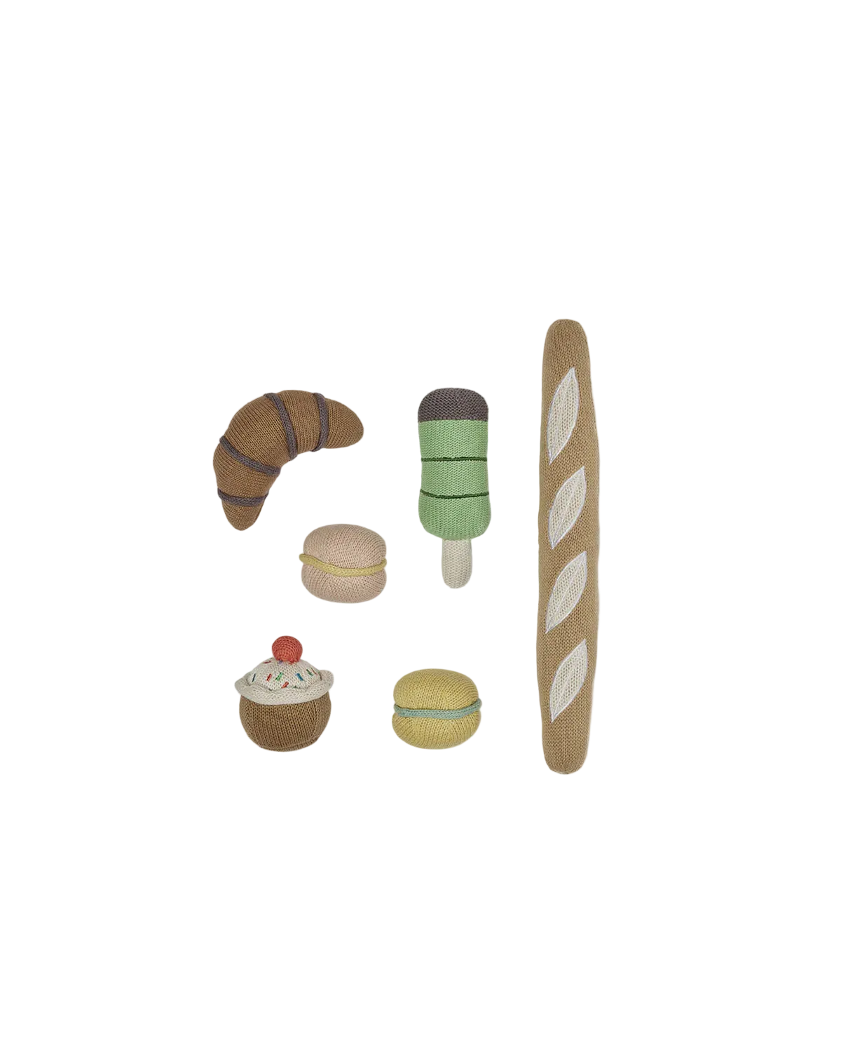 Yummi Mini Foods Set OYOY Essen Lebensmittel Croissant Eis Baguette Macarons Cupcake Patisserie