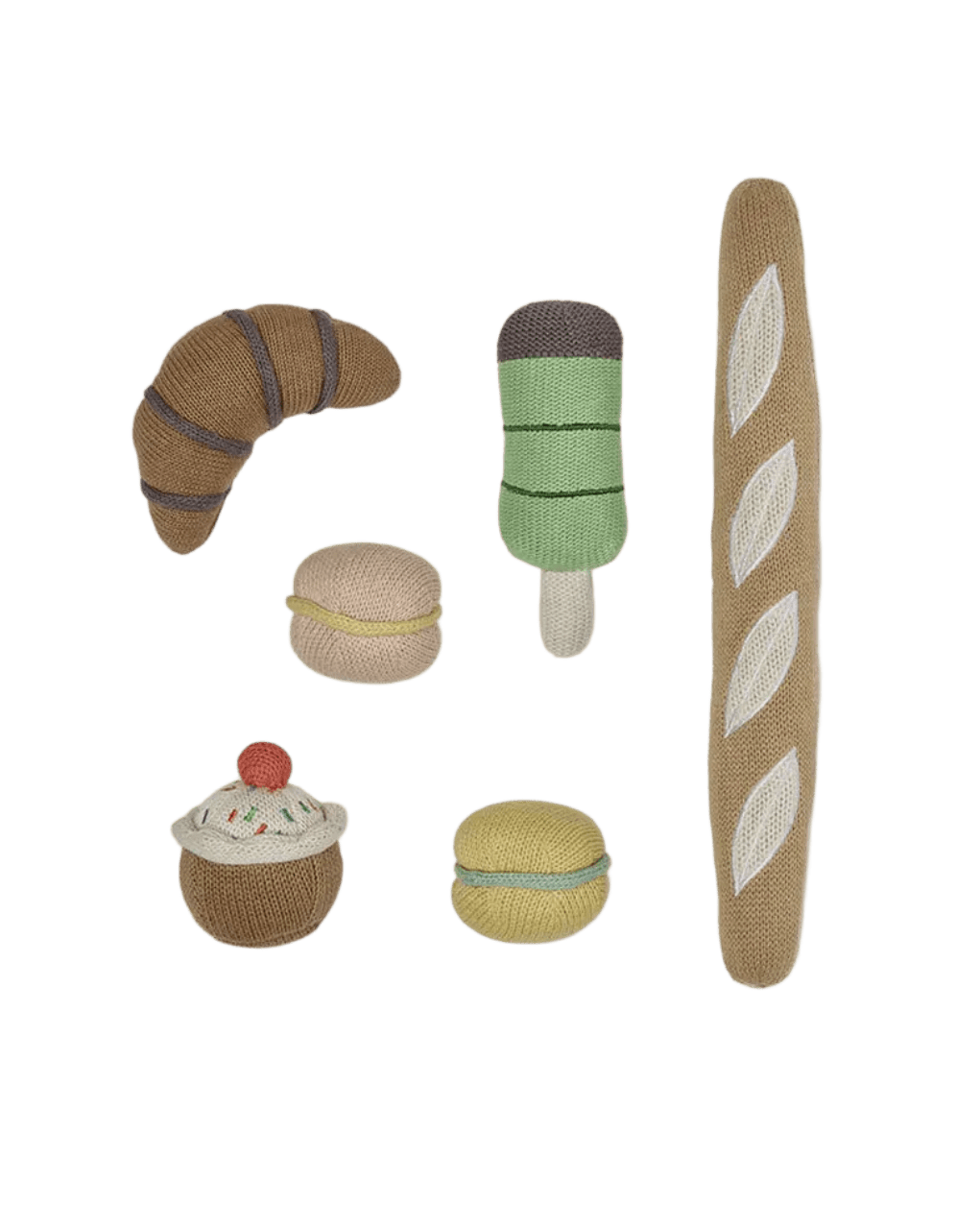 Yummi Mini Foods Set OYOY Essen Lebensmittel Croissant Eis Baguette Macarons Cupcake Patisserie Stoff Kaufladen Cotton Ballon - Spielzeug-Set Yummi Food - Cotton Ballon | Family Concept Store -