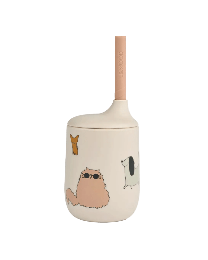 Trinkbecher Ellis mit Strohhalm - Trinkbecher Ellis mit Strohhalm - Cotton Ballon | Family Concept Store - cats and dogs / sandy -