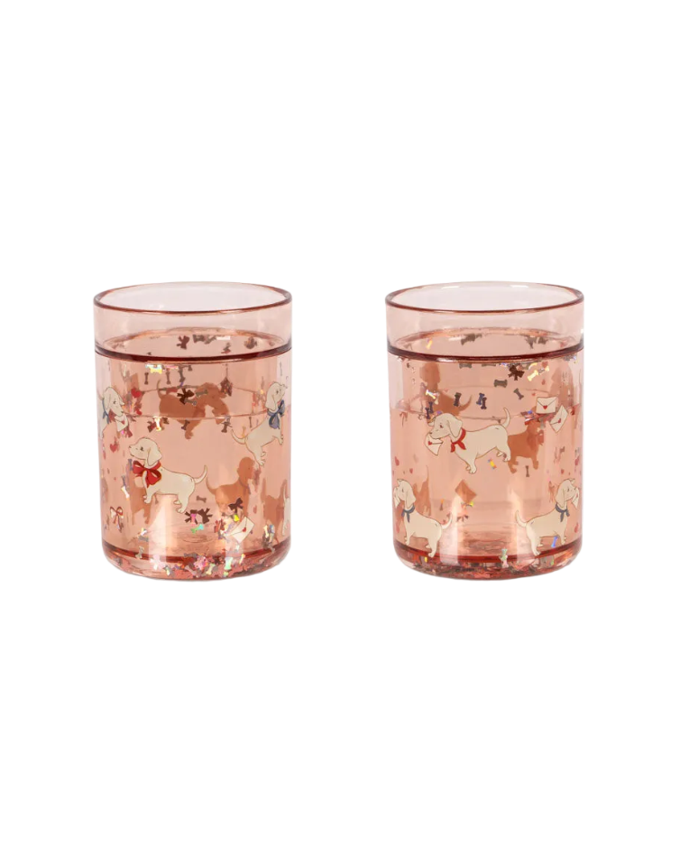 glitter becher trinken rosa mädchen geschenk essen cotton ballon konges slojd tiere glitzer