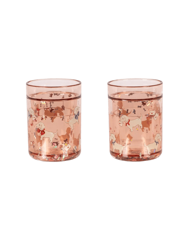 glitter becher trinken rosa mädchen geschenk essen cotton ballon konges slojd tiere glitzer - Glitzerbecher 2er Set - Cotton Ballon | Family Concept Store - woof letter rose -