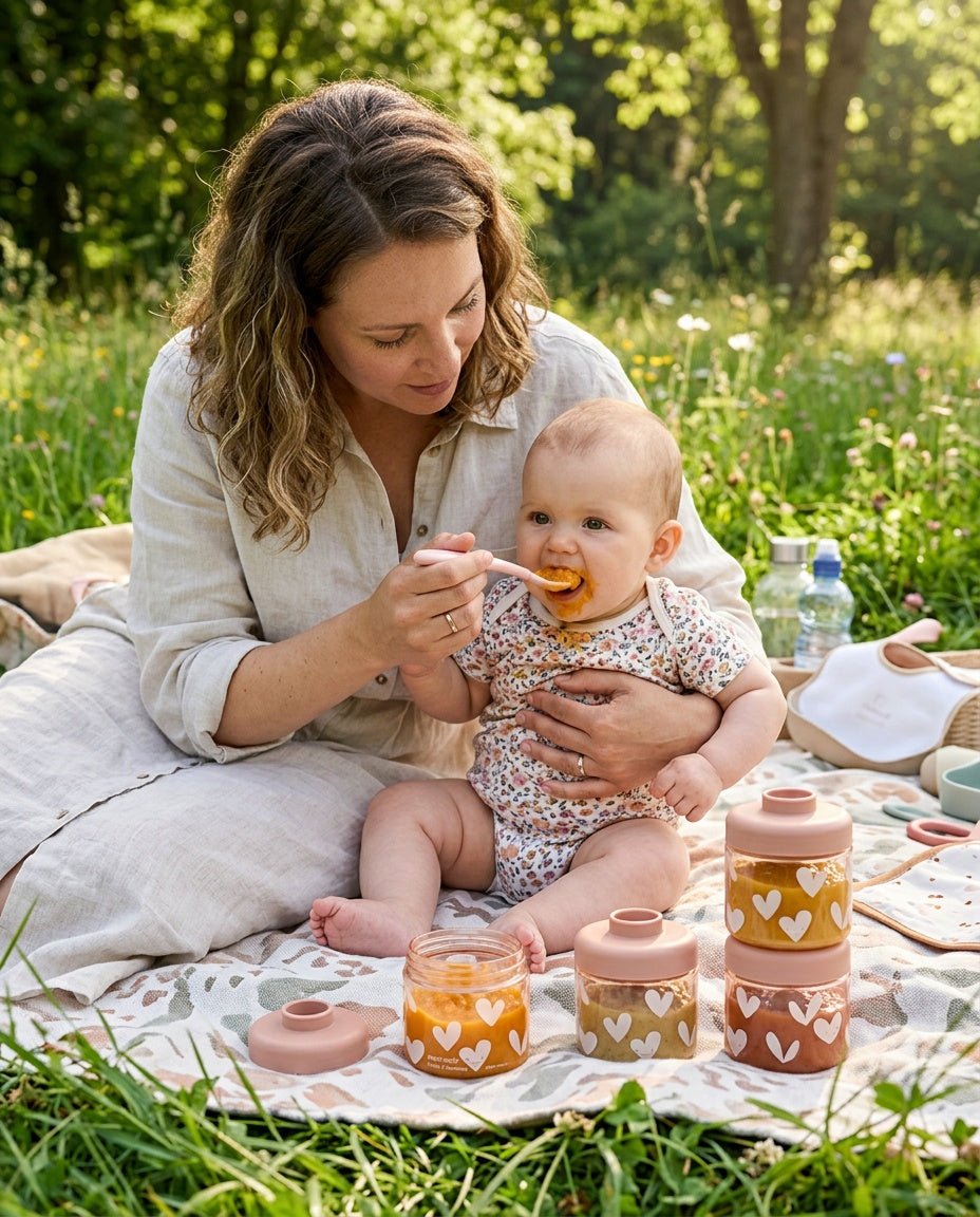 LIEWOOD Dominique Snackboxen unterwegs – stapelbare Aufbewahrungsdosen für Baby und Ausflüge - Aufbewahrungsboxen Dominique 4er Pack - Cotton Ballon | Family Concept Store - sweethearts / tuscany -