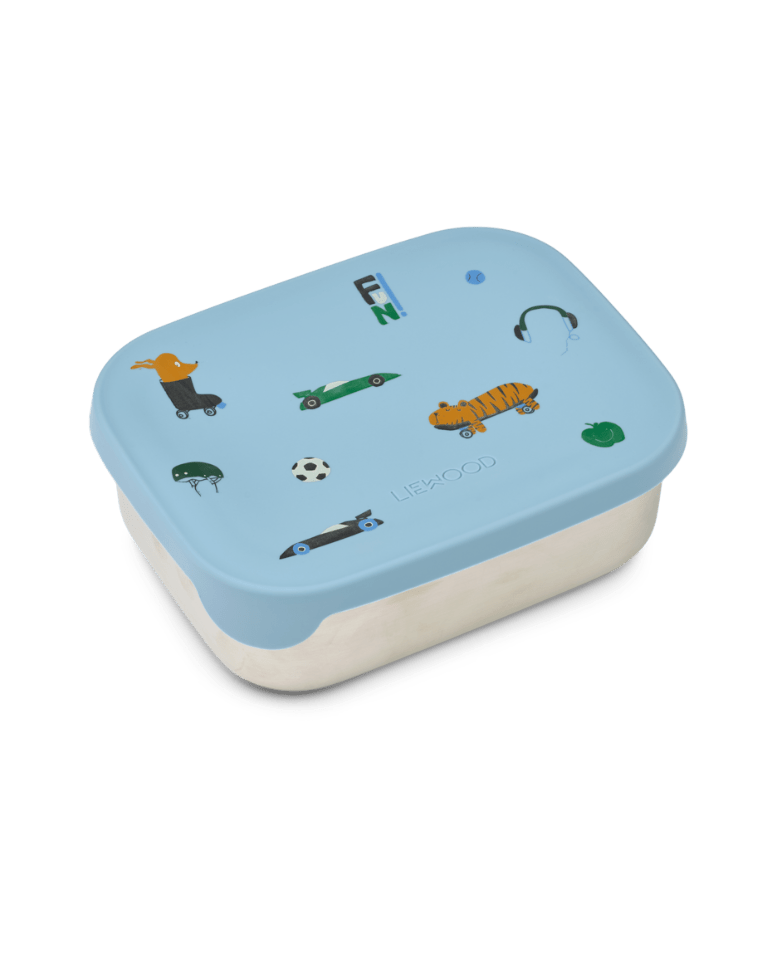 Brotdose Lunch Box liewood cotton ballon edelstahl metall silikon kindergarten krippe schule pause geschenk - Brotdose aus Metall Arthur - Cotton Ballon | Family Concept Store - fun / beach blue - 