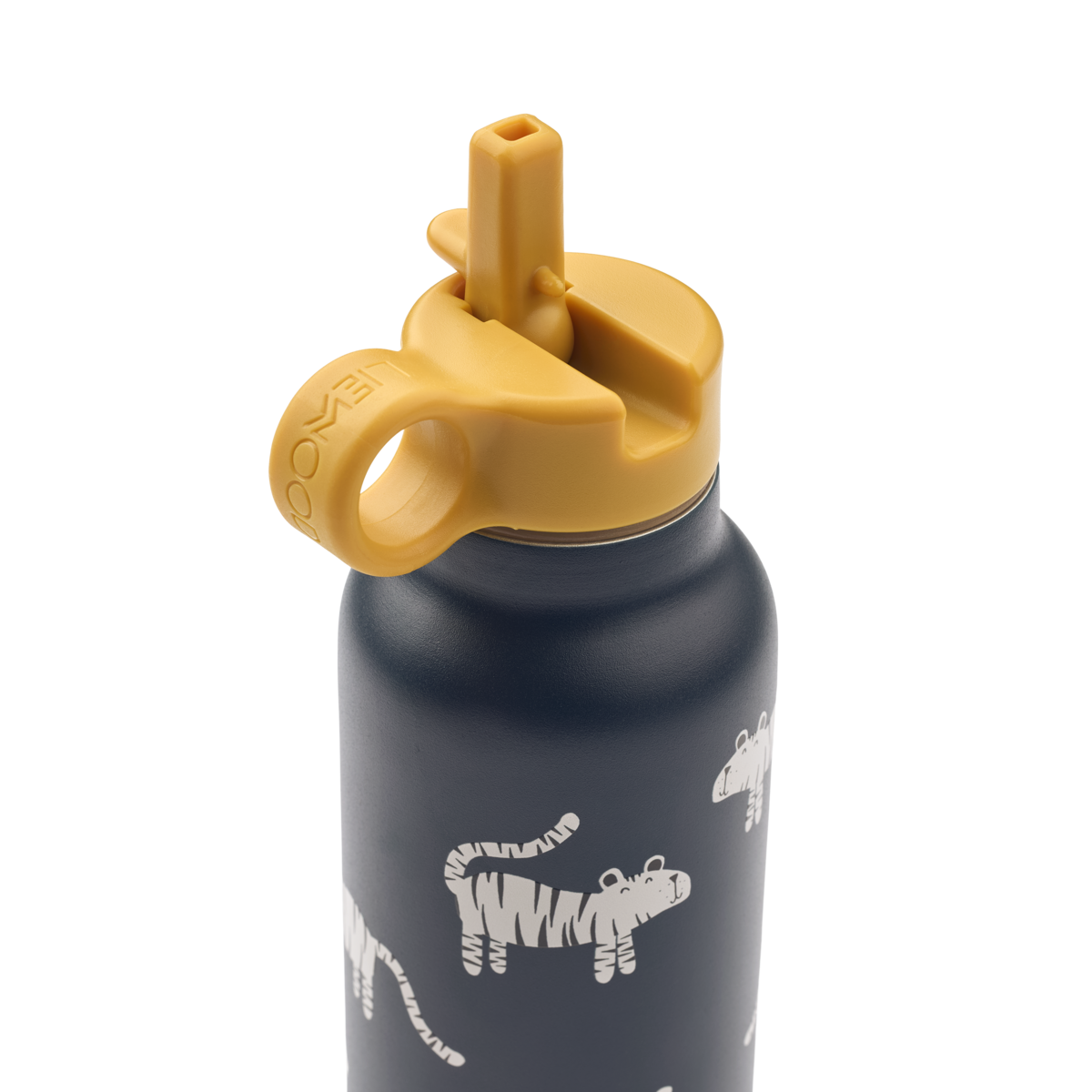 LIEWOOD Falk Trinkflasche Tiger / Classic Navy – auslaufsicherer Pop-up-Deckel