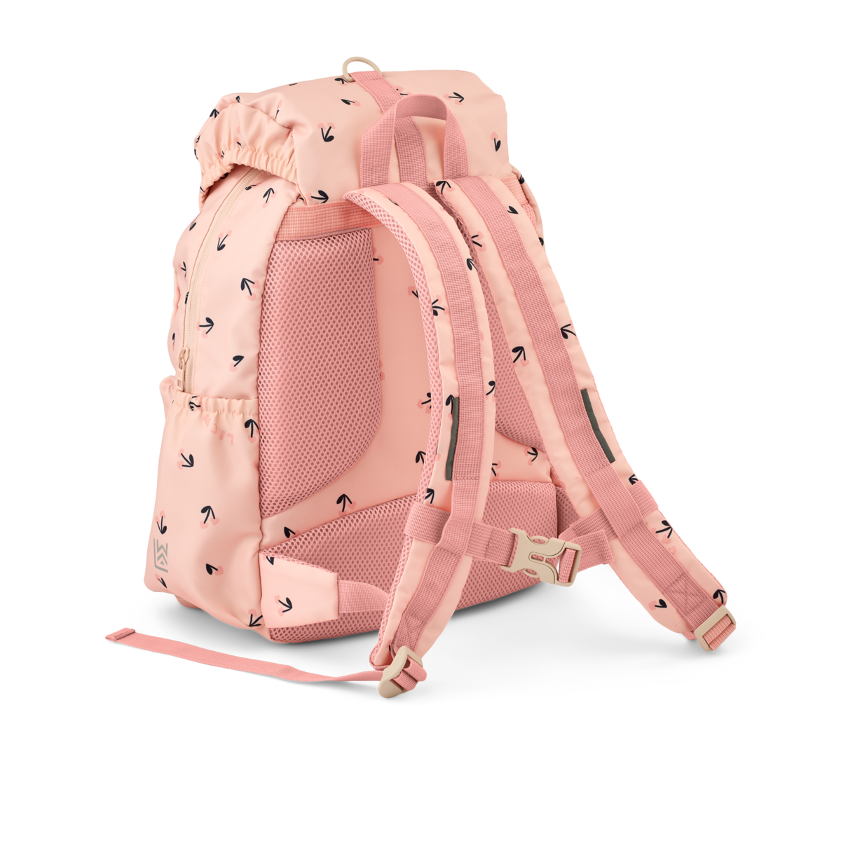 LIEWOOD Johnny Schulrucksack Cherry Heart / Rosey – Rückansicht mit Schultergurten