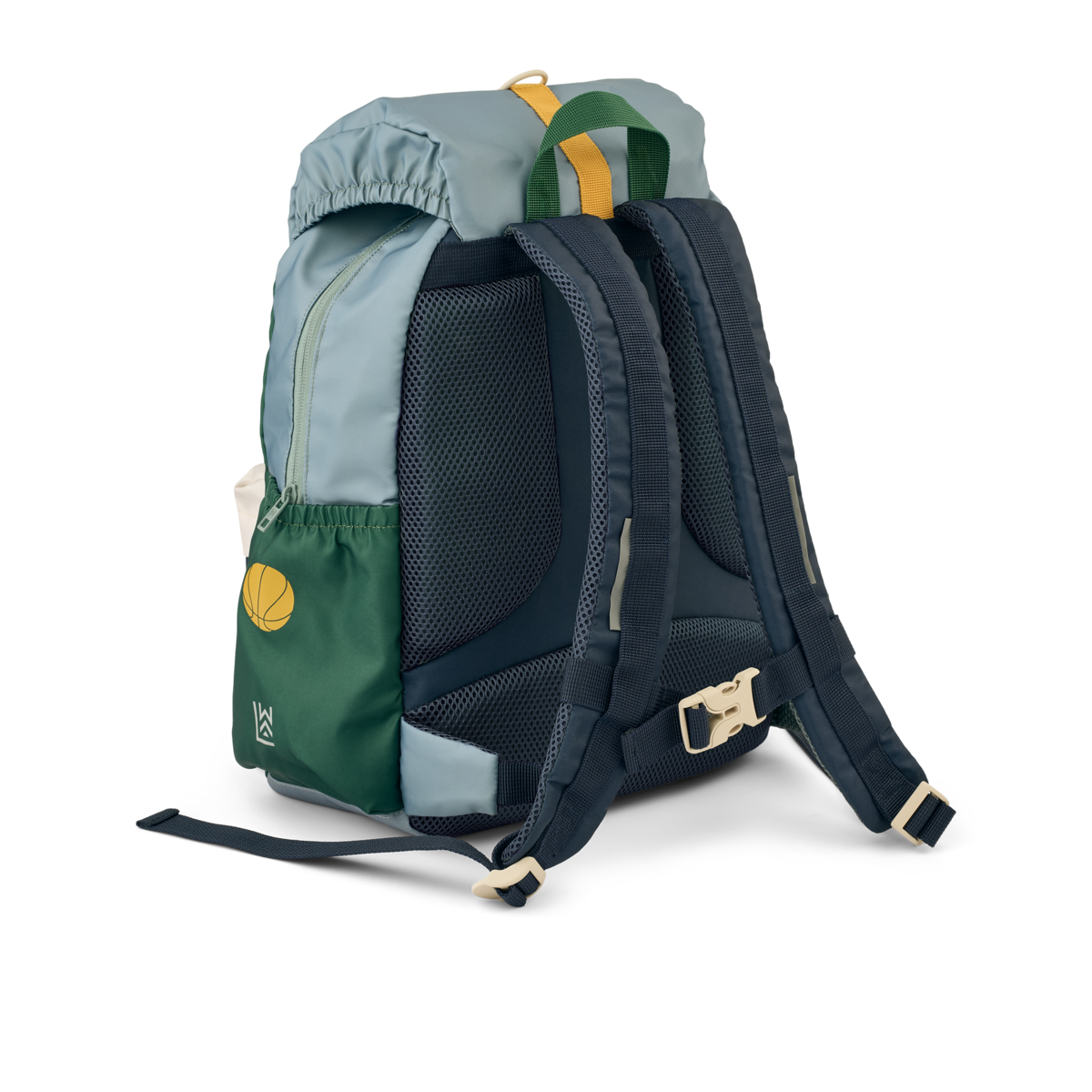 LIEWOOD Johnny Schulrucksack Play Multi Mix – Rückansicht mit Schultergurten