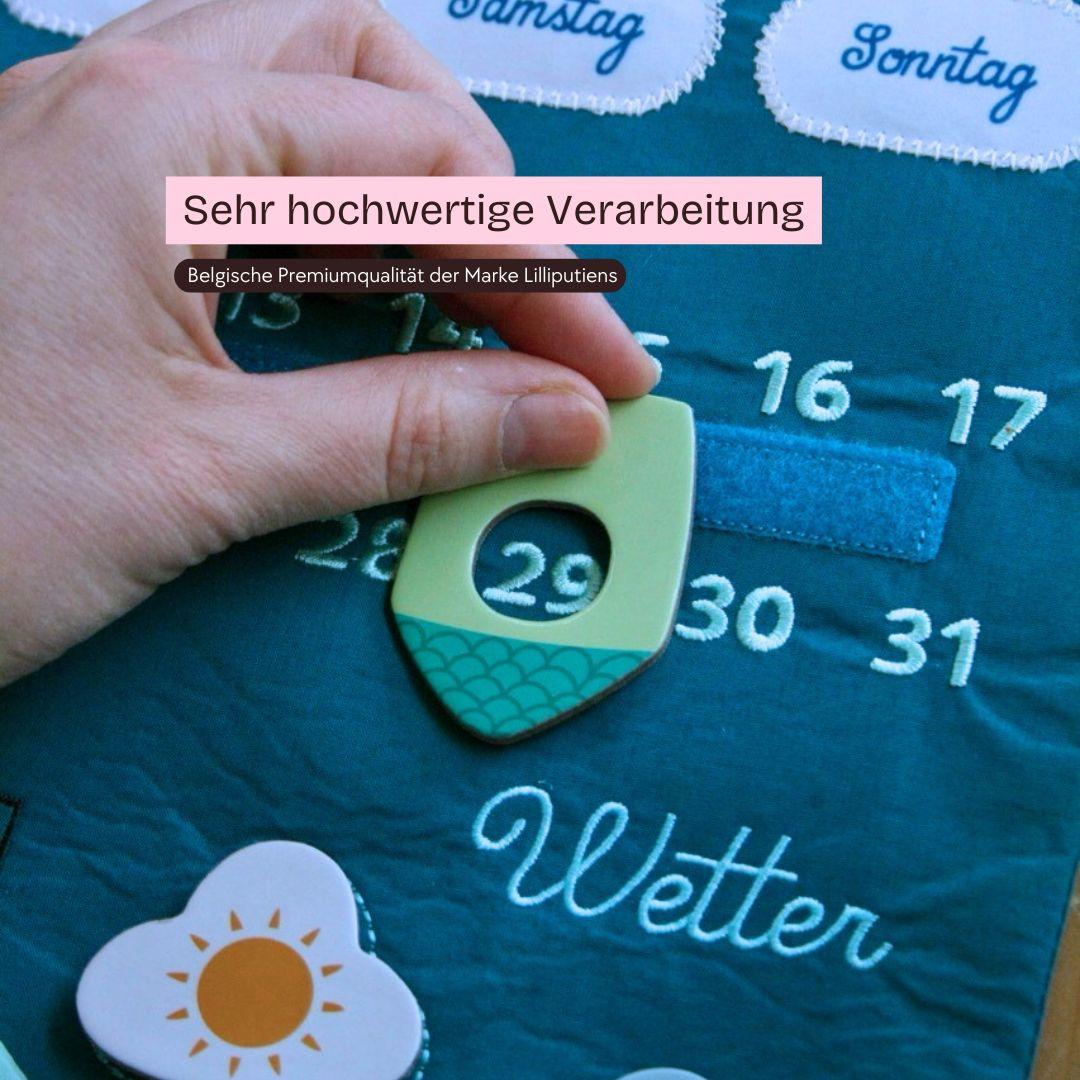 Montessori inspiriertes Lern-Set: Schule + Kalender Lilliputiens Premium Lernspielzeug Kinder Geschenk Geburtstagsgeschenk