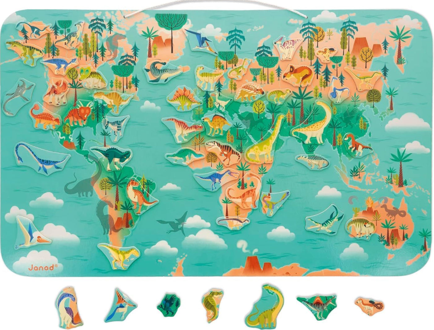 Magnet Dino Weltkarte Cotton Ballon Janod Urzeit Spiel Geschenk Karte Welt Wandbild Kinder Spaß