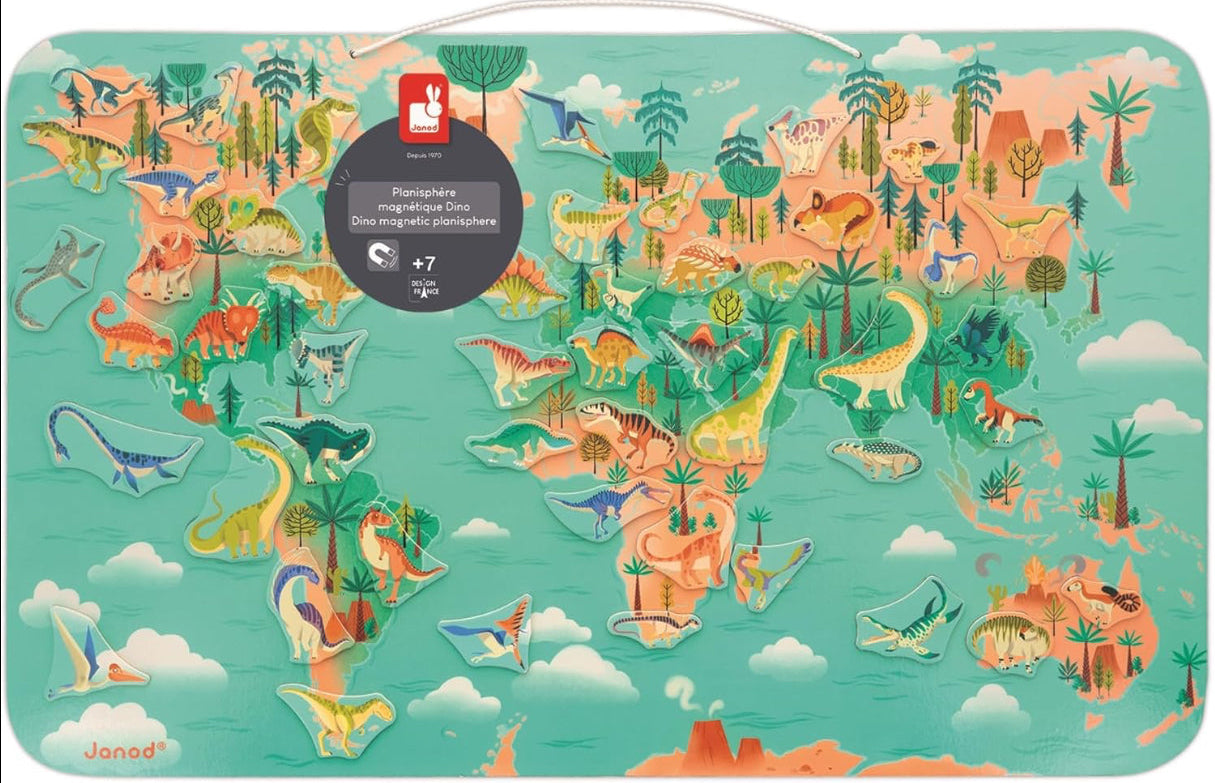 Magnet Dino Weltkarte Cotton Ballon Janod Urzeit Spiel Geschenk Karte Welt Wandbild Kinder Spaß