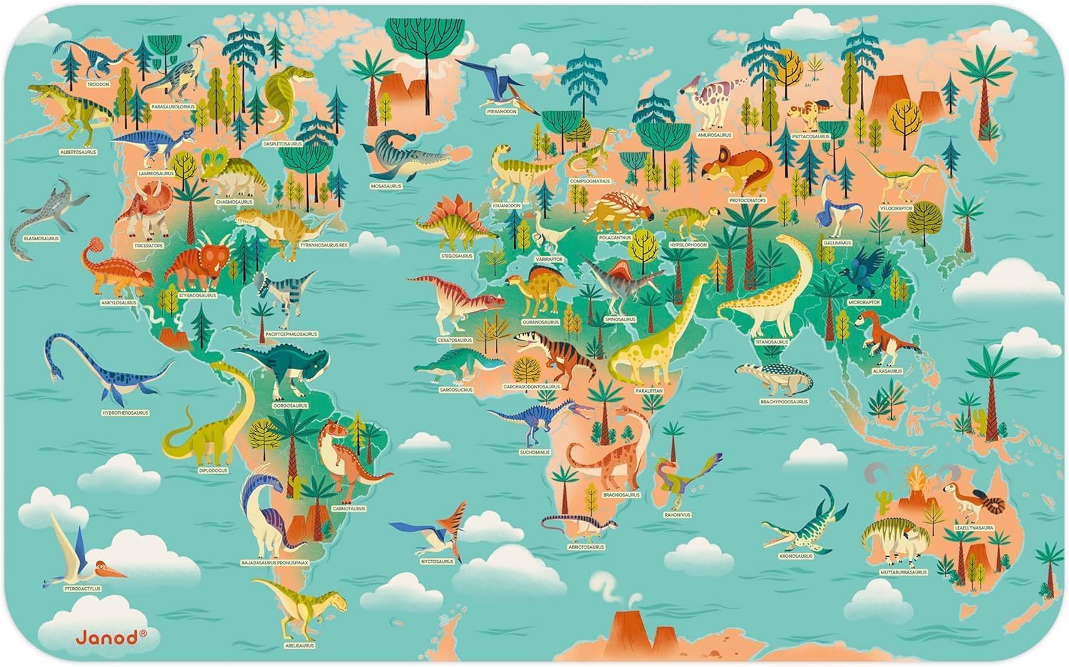 Magnet Dino Weltkarte Cotton Ballon Janod Urzeit Spiel Geschenk Karte Welt Wandbild Kinder Spaß