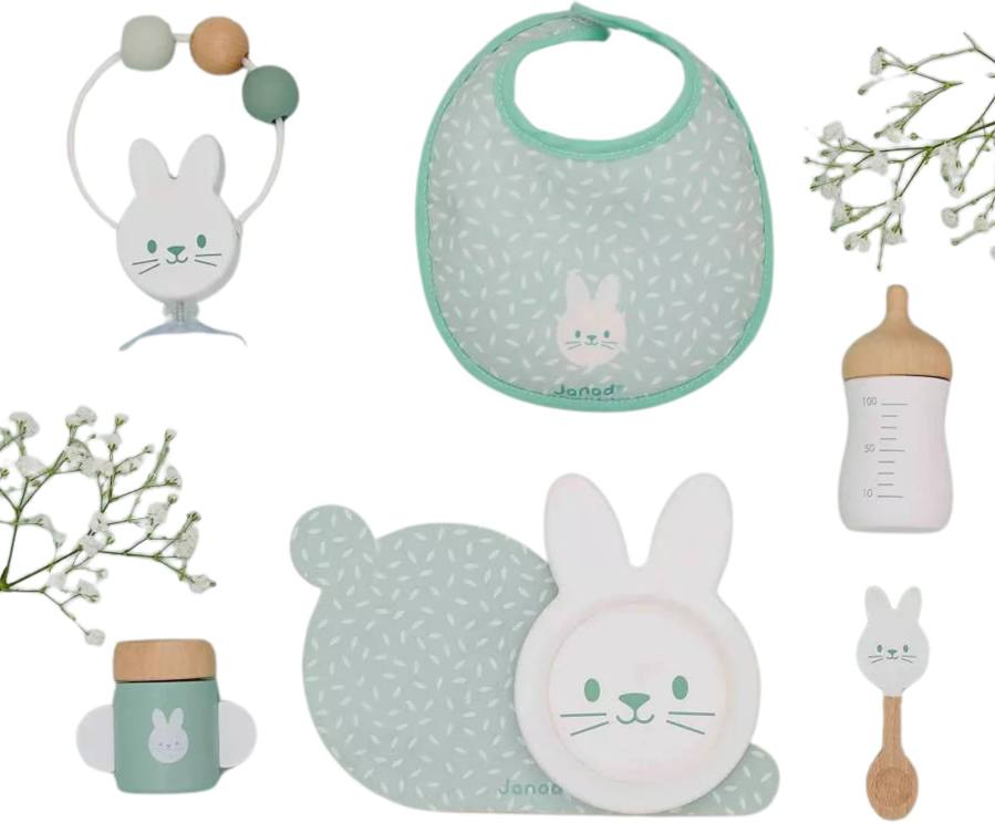 Puppen Accessoires Set Janod Cotton Ballon Kinder 2 Jahren Lieblingspuppe 7-teilige Puppenzubehör Set Holz Stoff Flasche Lätzchen Zubehör Puppe