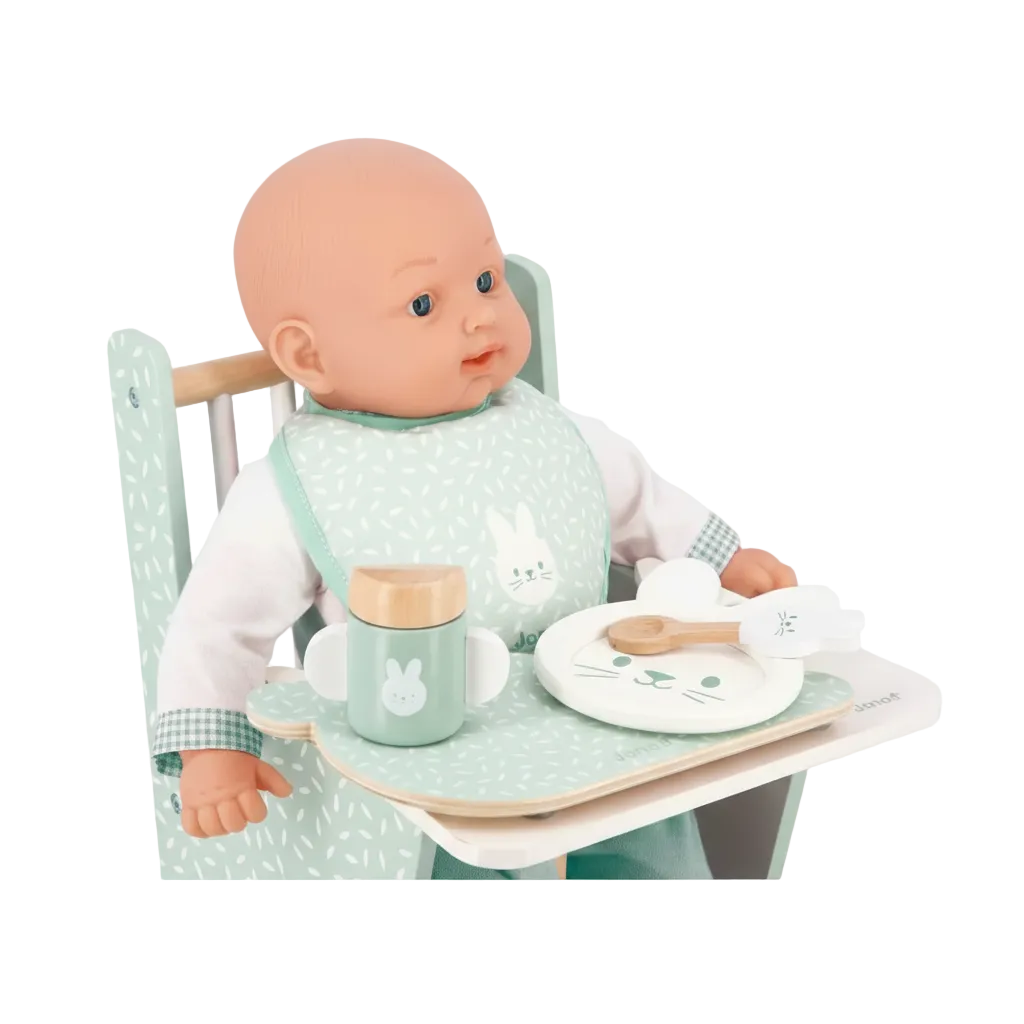 Puppen Accessoires Set Janod Cotton Ballon Kinder 2 Jahren Lieblingspuppe 7-teilige Puppenzubehör Set Holz Stoff Flasche Lätzchen Zubehör Puppe