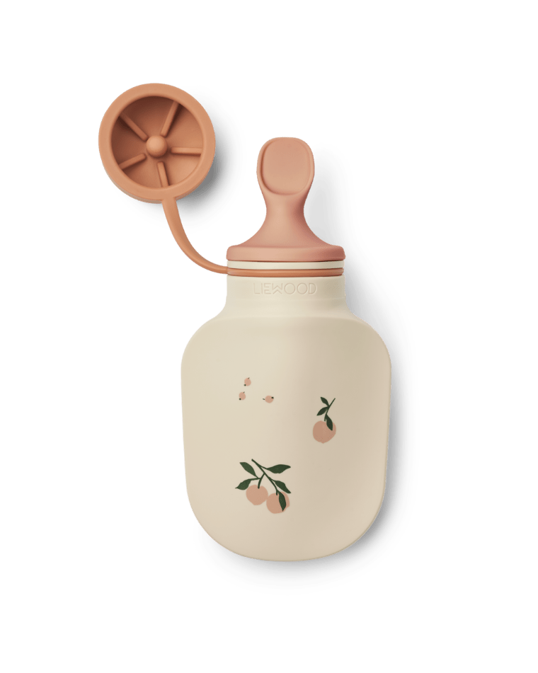 Quetschie Eis Form Smoothie Lizzie liewood cotton ballon silikon to go unterwegs löffel integriert mitnehmen beikost kleinkinder geschirr - Quetschie Smoothie Lizzie 2er Pack mit Löffel - Cotton Ballon | Family Concept Store - peach me - 
