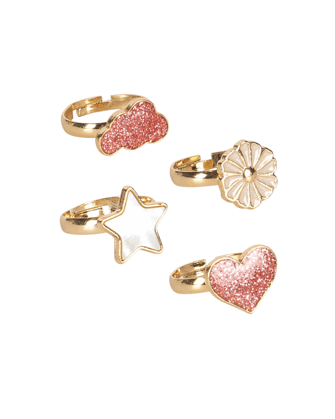 Ringset Kinder verstellbar Schmuck Kind Mädchen Geschenk Konges slojd cotton ballon glitzer schön